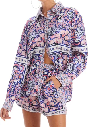 Allison New York Violet Printed Shorts In Floral Scarf