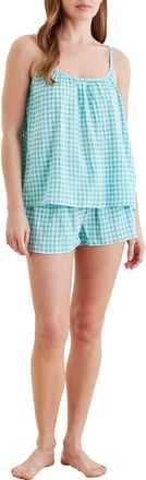 Papinelle Sleepwear Seersucker Gingham Short Pajamas in Blue Turquoise at Nordstrom, Size Xx-Large