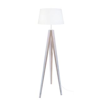 Tosel L&aacute;mpara de pie trepied tr&iacute;pode madera blanco pantalla blanco