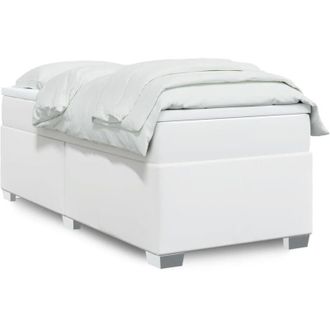 vidaXL Cama Box Spring Con Colch&oacute;n Cuero Sint&eacute;tico Blanco 100x200 Cm Vidaxl