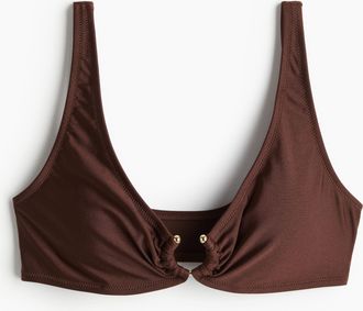 H&M Wattiertes Bikinitop - Dunkelbraun