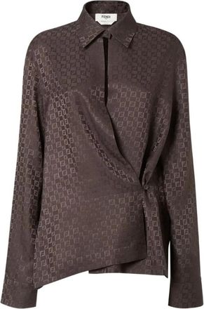 Fendi Brown Silk FF Jacquard Shirt
