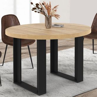 IDMarket Phoenix Mesa De Comedor Redonda Extensible De 4 Plazas En Madera Y Negro 110 Cm