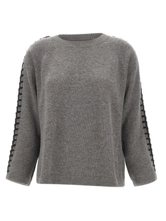 Elena Miro embroidered boat neck cardigan - women - Wool - L - Grey