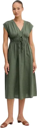 Benetton Jurk van pure linnen - Dames - Jurken - Groen - Maat: XS Linnen