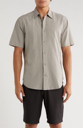 Coastaoro Aarav Short Sleeve Linen Blend Button-Up Shirt in Moss Olive at Nordstrom Rack, Size Xx-Large