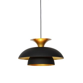 QAZQA Moderno L&aacute;mpara Colgante Inteligente Negra Con Dorado Incl. Wifi G95 - Titus Aluminio Redonda Adecuado Para Led Max. 1 X 4.9 Watt - Qazqa