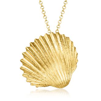 Ross-Simons Italian 18kt Gold Over Sterling Seashell Pendant Necklace