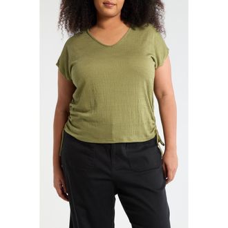 Max Studio V-Neck Side Cinched Top in Sage at Nordstrom Rack, Size 3 X