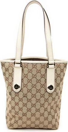 Gucci Pre-owned Handbags, female, Brown, Size: ONE SIZE Pre-owned Canvas Tote Bag