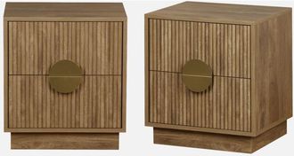 Sweeek Sweeek - Set di 2 comodini a 2 cassetti effetto mango scanalato