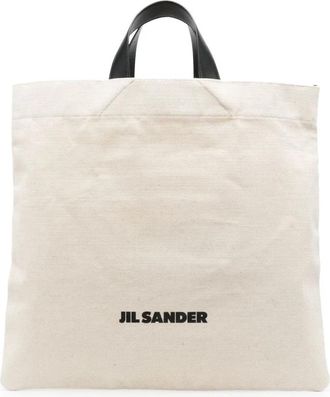 Jil Sander Katoenen Linnen Tote Shopper Tas - unisex - Shoppers - Beige - ONE Size - Katoen - Tassen