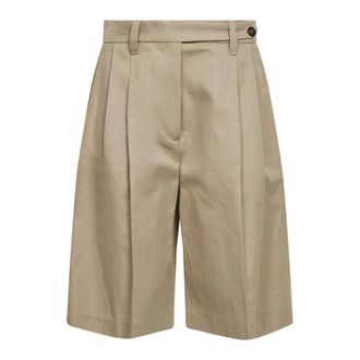 Brunello Cucinelli Brunello Cucinelli, Casual Shorts, female, Beige, Size: XL Pleated Bermuda Short