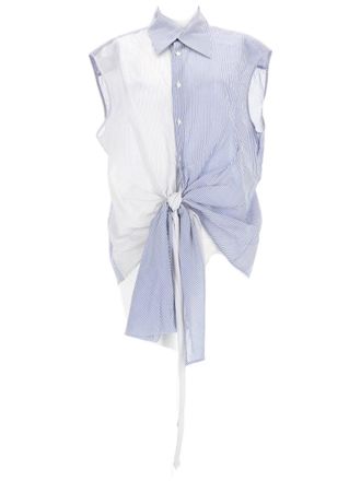 MRZ Asymmetrical Sleeveless Shirt with Front Tie Detail