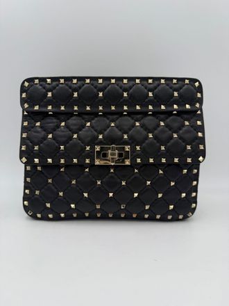 Valentino Garavani VALENTINO GARAVANI Rockstud Spike Black Womens Handbag (Pre-Owned)