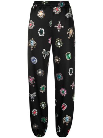 Moschino graphic-print straight-leg trousers - women - Cotton/Polyester - 38 - Black