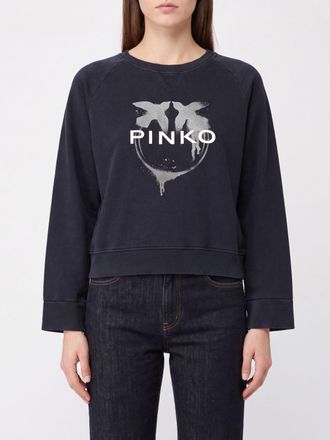 Pinko Felpa girocollo in cotone con stampa logo Love Birds sul davanti