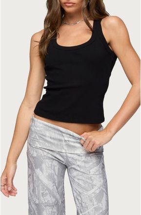 Edikted Harlowe Cutaway Rib Tank in Black at Nordstrom, Size X-Small