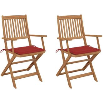 vidaXL Sillas De Jard&iacute;n Plegables 2 Uds Y Cojines Madera Maciza Acacia Vidaxl