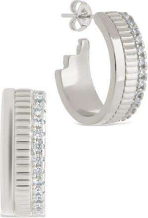 Sterling Forever Anika Mixed Texture Hoop Earrings in Silver at Nordstrom Rack