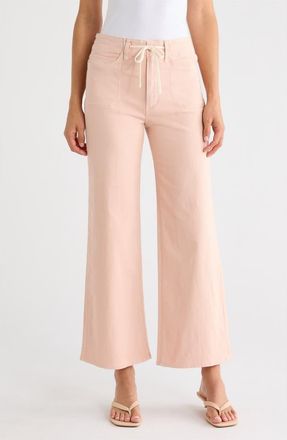 Paige Ari Drawstring High Waist Wide Leg Pants in Vintage Peach at Nordstrom, Size 29