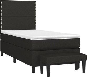 vidaXL Cama Box Spring Con Colch&oacute;n Tela Negro 100x200 Cm Vidaxl