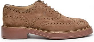 Tod's Bruine Su&egrave;de Derby Schoenen met Rubberen Zool - Heren - Veterschoenen - Bruin - 42 1/2 EU - Su&egrave;de - Schoenen