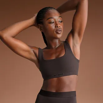 Nike Womens SKIMS Vintage Seamless Scoop Bra in Brown | BRSPT2951-PHO