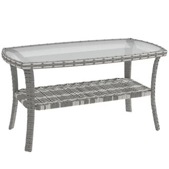 OUTSUNNY Mesa de jard&iacute;n 90x50x45 cm gris oscuro