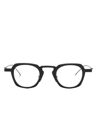 Thom Browne geometric-frame glasses - men - Titanium - 42 - Grey