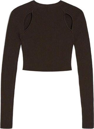 Max Mara Truien & Vesten, Dames, Bruin, S, Polyester, Chique Topwear Blend Viscose Polyester