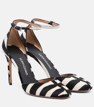 Ferragamo Zebra-print calf hair pumps