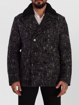 Dolce & Gabbana wool alpaca speckled double-breasted peacoat