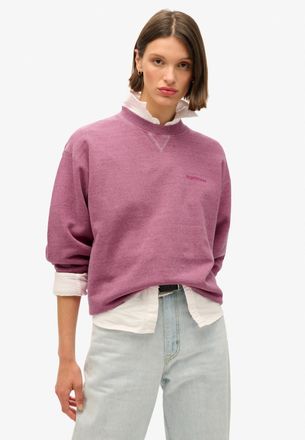 Superdry Sweatshirt SUPERDRY ESSENTIAL LOGO OVERDYED SWEAT, Damen, Gr. M, rosa (shocking pink), Sweatware, Obermaterial: 100% Baumwolle, unifarben, l&auml;ssig gesc