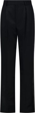 Victoria Beckham Geplooide Rechte Broek - Dames - Straight fit broeken - Zwart - 2XS - Leer - Broeken