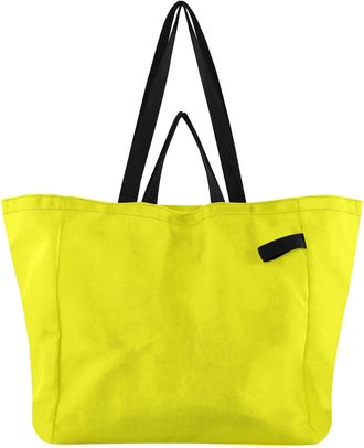 Generic Yellow pattern Reusable Canvas Tote Bag, Heavy Duty Grocery Shopping Bag with Double Handles Large Capacity Hard Bottom Work Groceries Travel