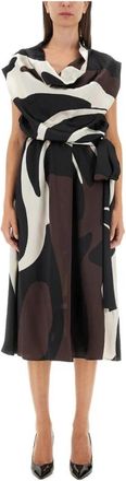 Kiton Abstract Print Drape Neck Dress - Dames - Casual kleedjes - Veelkleurig - XS - Kleedjes