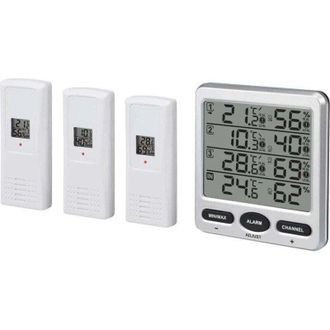 OEM Termohigr&oacute;metro Inal&aacute;mbrico Digital Lcd De 8 Canales Y 433 Mhz Para Interiores/exteriores Xu Con Tres Sensores Remotos Y Funci&oacute;n De Alarma De Nivel De