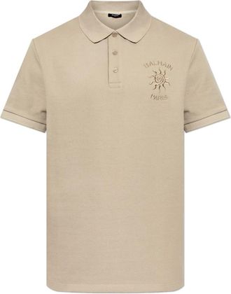 Balmain Polo Shirt met Geborduurd Logo - Heren - Polos - Beige - S - Katoen - Tops
