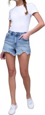 Hidden Jeans Finn High Rise Distressed Fray Hem Shorts In Medium Wash