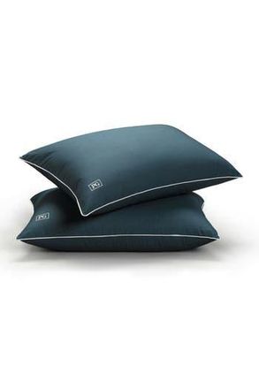 Pillow Guy Firm Density Side/Back Sleeper, Down Alternative Pillow with MicronOne Technology, and Removable Pillow Protector, Set of 2 in Navy/teal