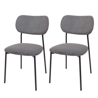 Hhg Nunca Usado] Juego De 2 Sillas De Comedor Hhg 064, Silla De Cocina Silla Tapizada, Cuerda (330g/m&sup2;) Tela/textil Metal, Gris Oscuro