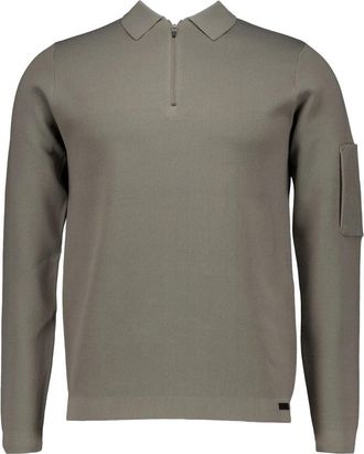 Genti Polo Zip LS - Heren - Vesten met rits - Groen - S - Hoodies & sweatvesten
