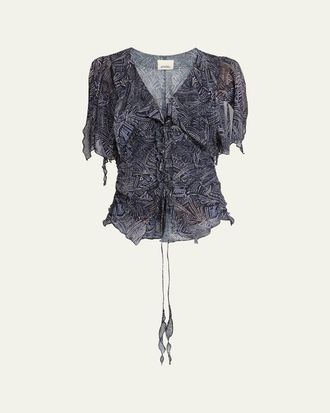 Isabel Marant Thanais Lace-Up Silk Top