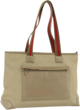 Gucci Pre-owned Tote Bags, female, Beige, Size: ONE SIZE Pre-owned Vintage Canvas Tote Bag
