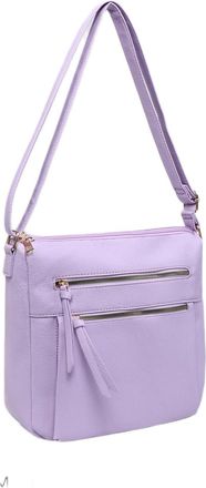 Generic Crossbody Shoulder Bag with Double Zippers, Lilac Purple, 32 x 30 x 10 cm (Lilac)