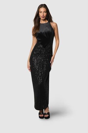 Coast Velvet Halter Sequin Maxi Dress in Black at Nordstrom, Size 12