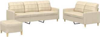 vidaXL Vidaxl - Juego De Sof&aacute;s Con Cojines 3 Piezas Tela Crema