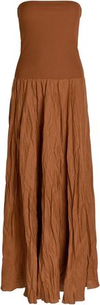 Johanna Ortiz Empowerment Movement Crinkled Linen-blend Midi Dress - Brown - 2 (UK6 / XS)