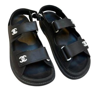 Chanel Black Rubber Dad Sandals Size 35
